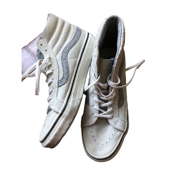 Vans Off The Wall Rose High Tops Size Men 5.5, Woman 7 Off White Suede Gray - Picture 3 of 10